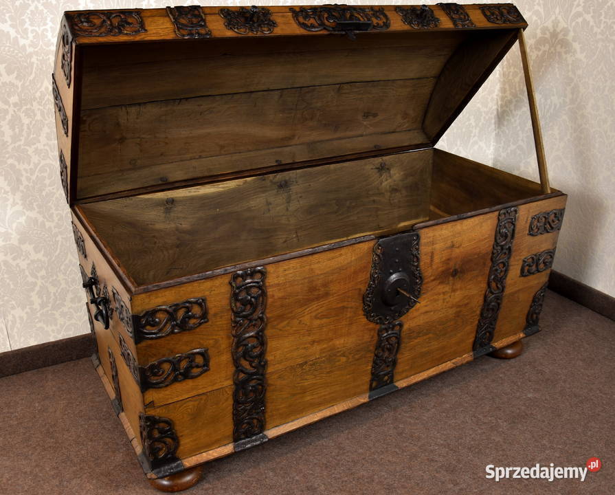 Skrzynia barokowa XVIII wiek okuta antyk Swarzędz