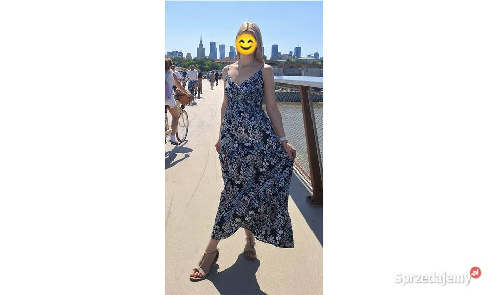 Piękna długa sukienka czarna w kwiaty M Odzież damska Warszawa