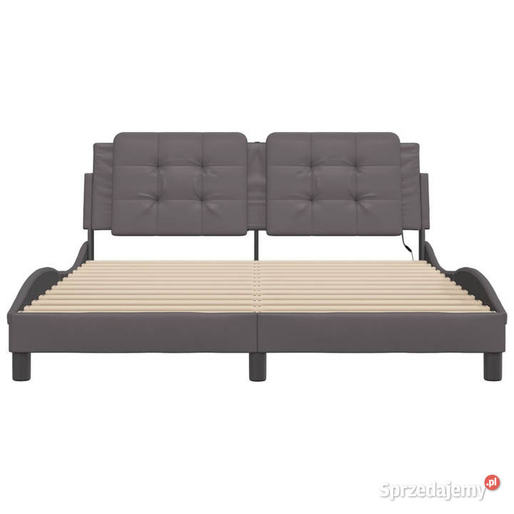 Rama łóżka z LED szara sztuczna skóra 160x200 Warszawa