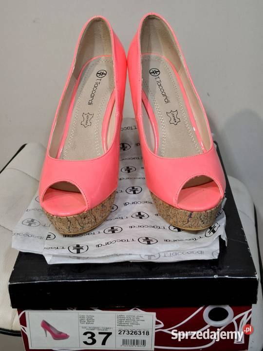 Neonowe szpilki 37 peep toe na platformie kolorowy Kraków