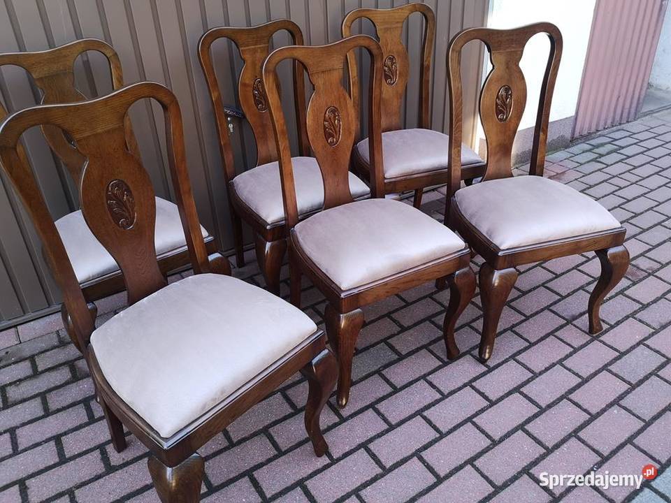 Krzesła Dębowe Stare Antyk Komplet 6 Sztuk W Swarzędz