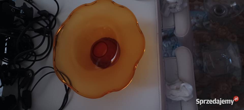 bursztynowa szklana patera na nóżcce vintagena Poznań sprzedam