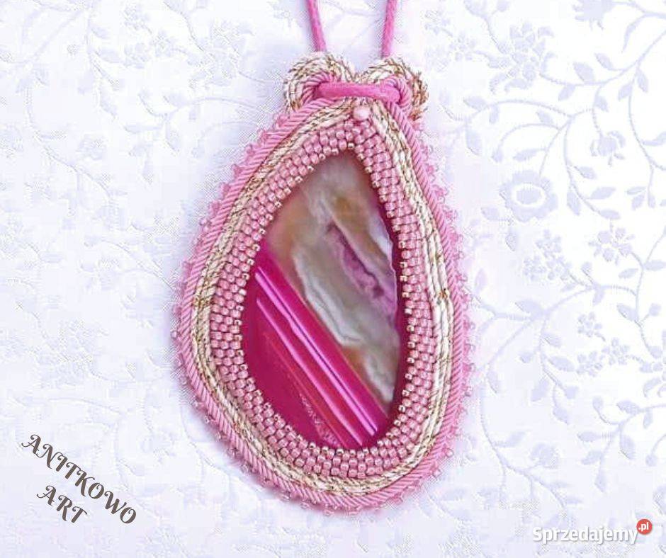 WISIOR Z AGATEM różowy SUTASZ Naszyjniki Jelenia Góra sprzedam