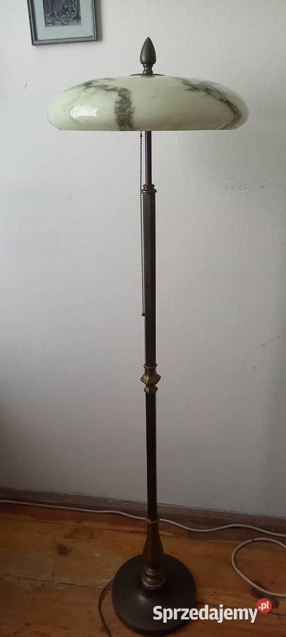 Elegancka mosiężna lampa podłogowa z dużym Skierniewice