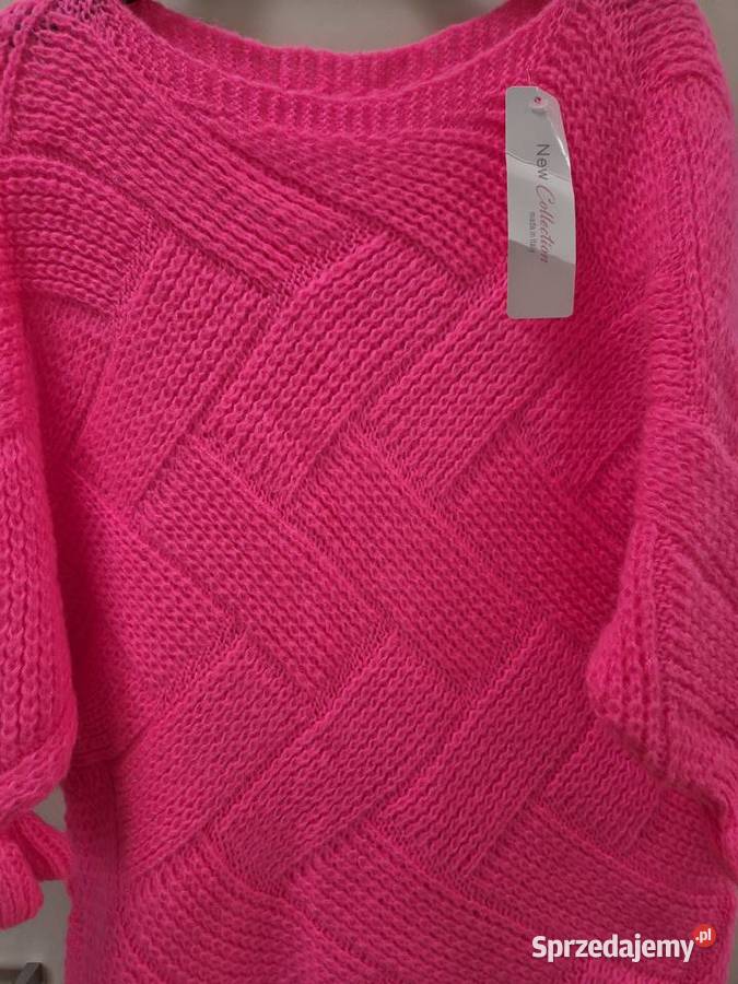 Made In Italy Sweter Fuksja Wytlaczane Romby Poznań sprzedam
