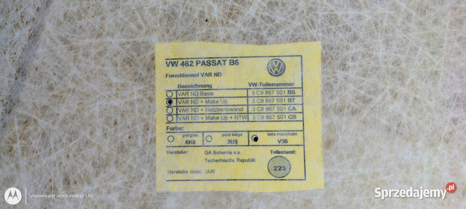 Podsufitka VW Passat B6 kombi 3 c dolnośląskie Lubin