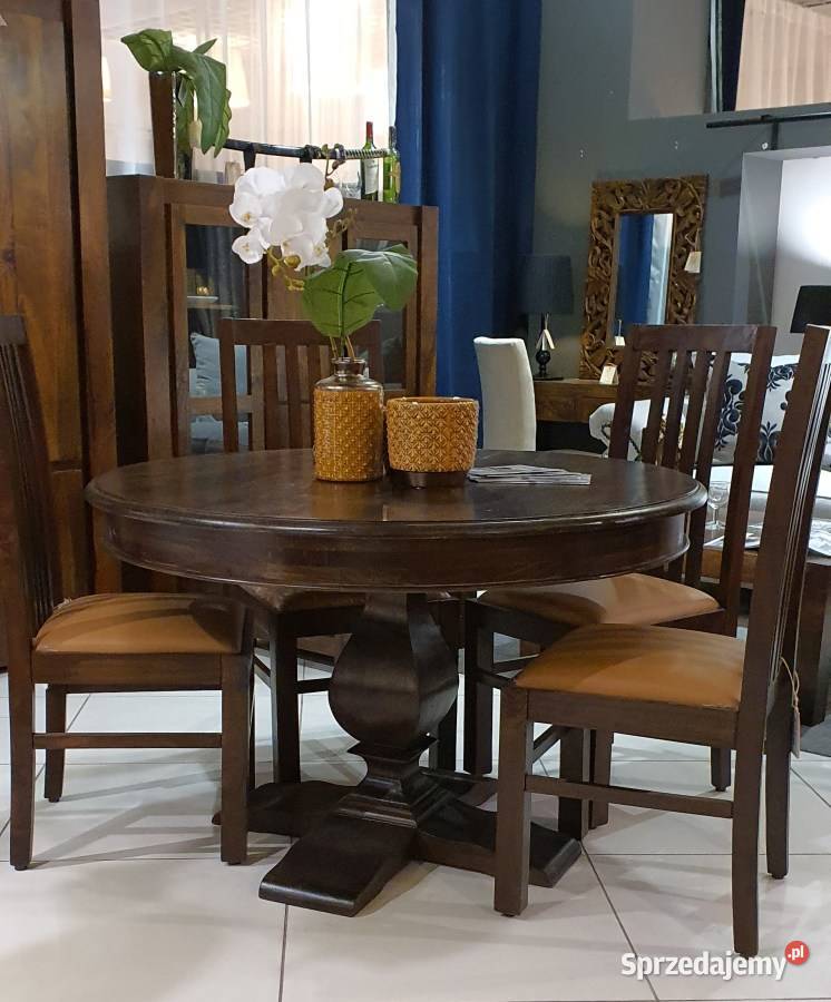 Okrągły klasyczny drewniany stół 120
