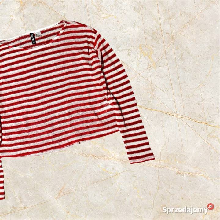 Sweterek croptop w paseczki HM XS czerwony świętokrzyskie Kielce sprzedam