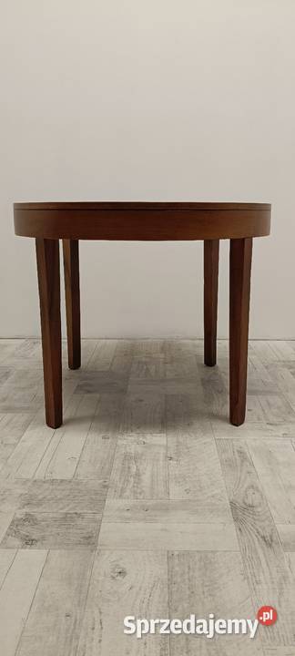 stół okrągly PRL vintage fornir orzech do salonu Radomsko