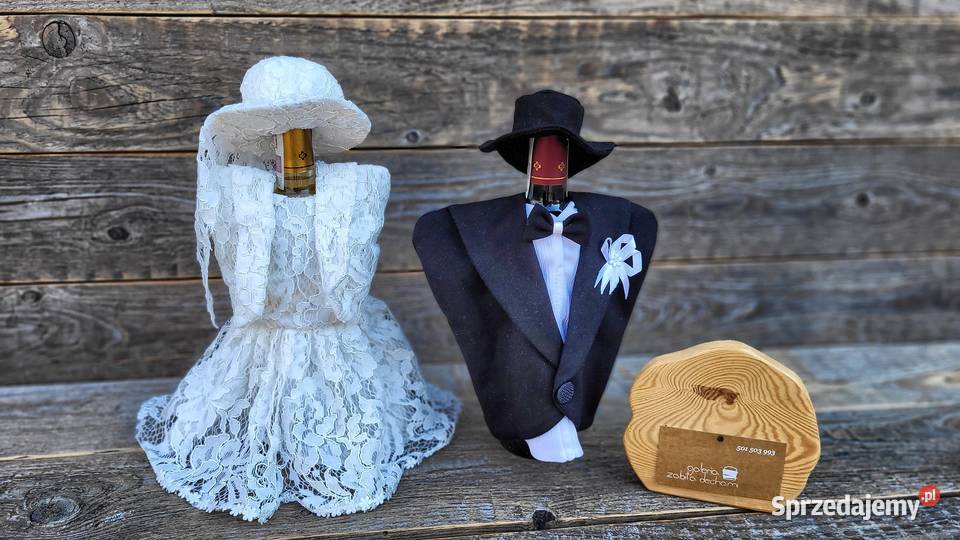 Dekoracja ślubna na butelki Szczecin sprzedam