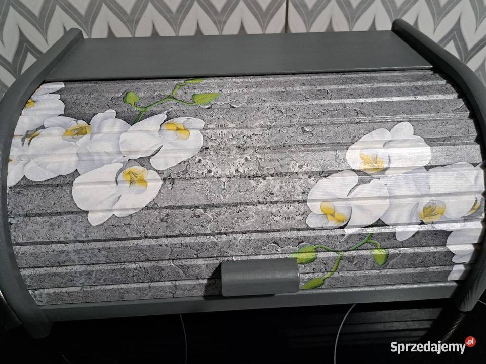 Chlebak szary orchidea grafit drewniany handmade Kędzierzyn-Koźle sprzedam