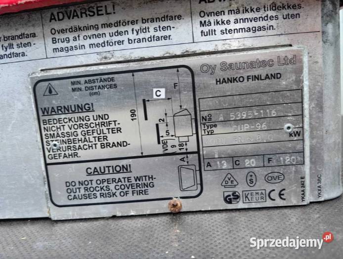 Piec elektryczny do sauny fińskiej suchej OY Zielona Góra sprzedam