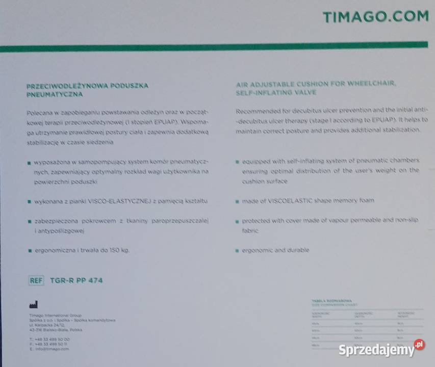 Poduszka przeciwodleżynowa pneumatyczna z