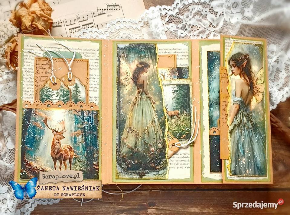 Kartka hand made mini albumik urodziny Rękodzieło Mszana Dolna