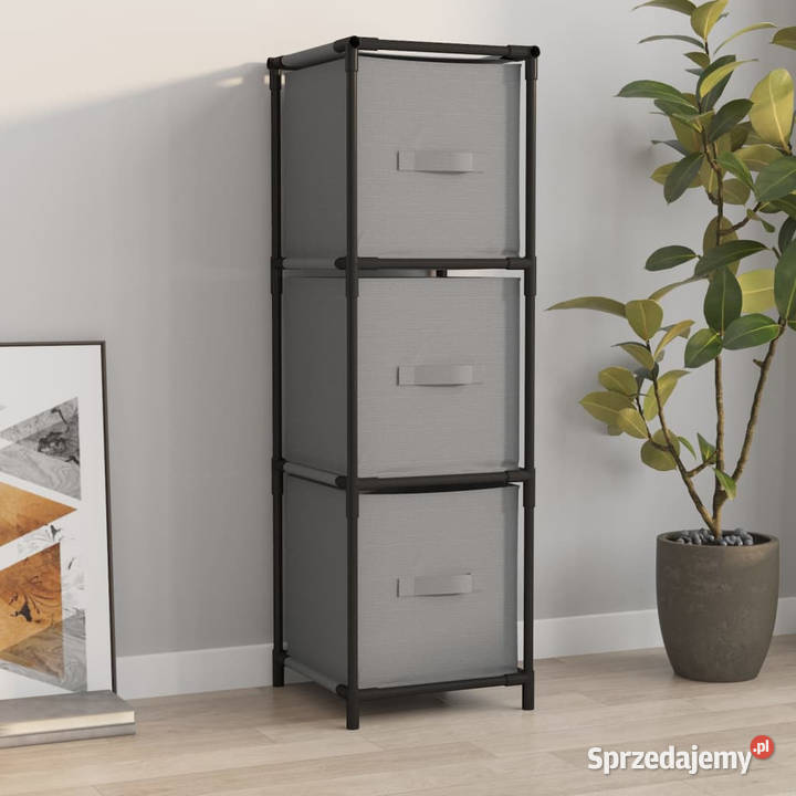 Szafka z 3 szufladami z tkaniny szara 34x34x101 Pozostałe Warszawa