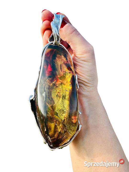 Okazały Duży wisior bursztyn bałtycki srebro 925 pomorskie sprzedam