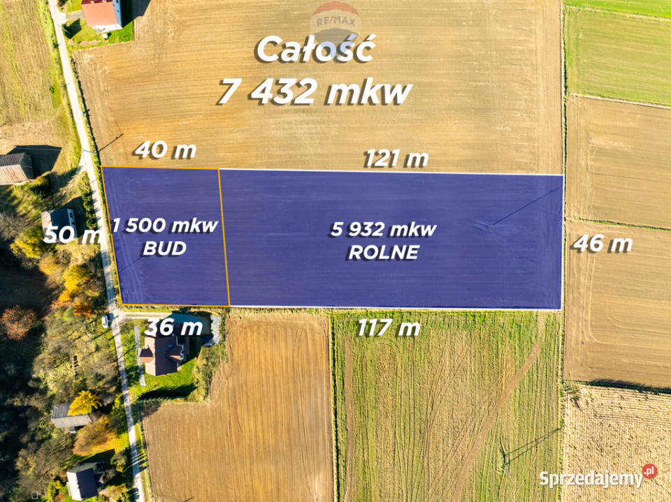 Piękna szeroka działka w okolicach Ojcowa 47m