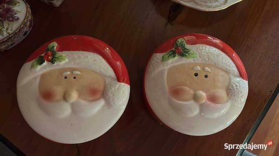 Pojemnik puzderko z Mikołajem Boże Narodzenie Porcelana i szkło