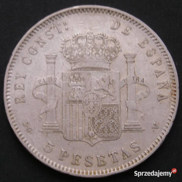 Hiszpania 5 peset 1898 SREBRO Alfonso XIII Łódź