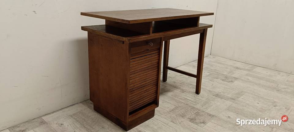 biurko drewniane małe dwustronne vintage design łódzkie