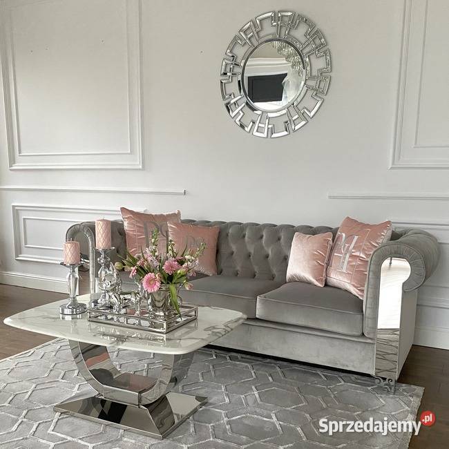 Sofa glamour chesterfield czarna szara na mazowieckie Warszawa