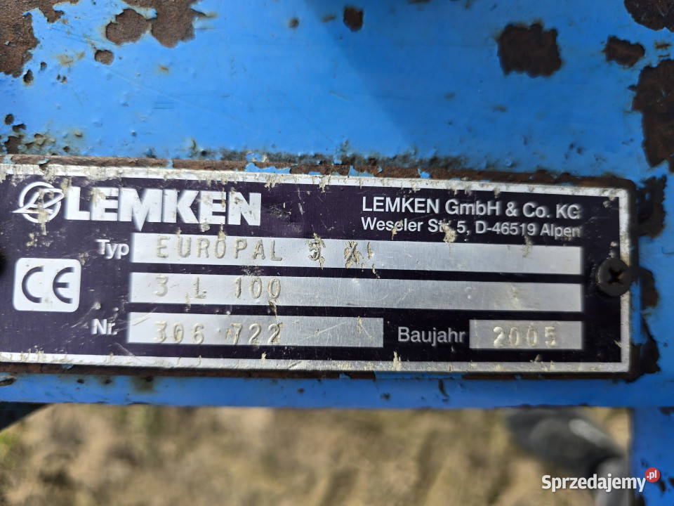 Pług obrotowy 4 skibowy LEMKEN EUROPAL 3 L 100 nieuszkodzony Łodygowo sprzedam
