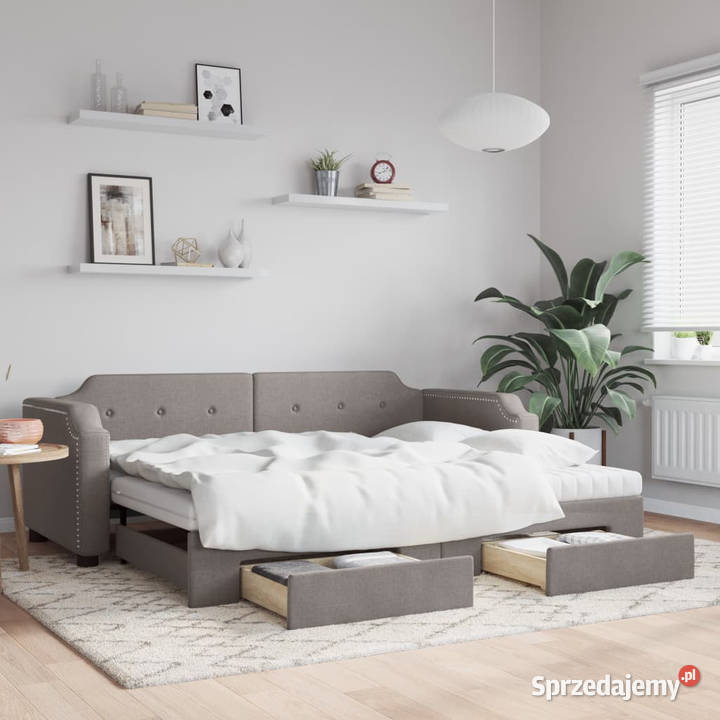 Sofa rozsuwana z szufladami taupe tkanina Warszawa sprzedam