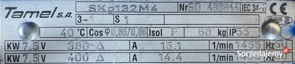 silnik elektryczny 75kW 1455obr 3fazowy Tamel B5 Pigża
