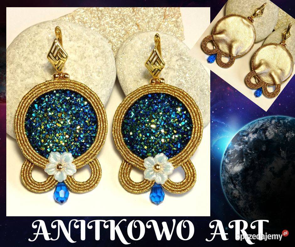 KOLCZYKI OKRĄGŁE ZŁOTE Z KWIATKIEM SUTASZ