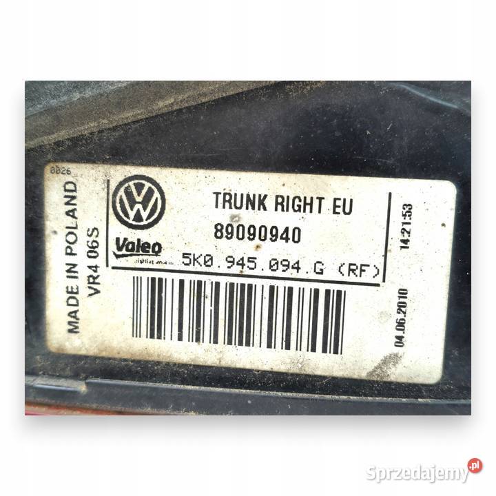 LAMPA PRAWA Volkswagen Golf VI 0812r TYLNA prawy Lampy tylne lubelskie Chełm sprzedam