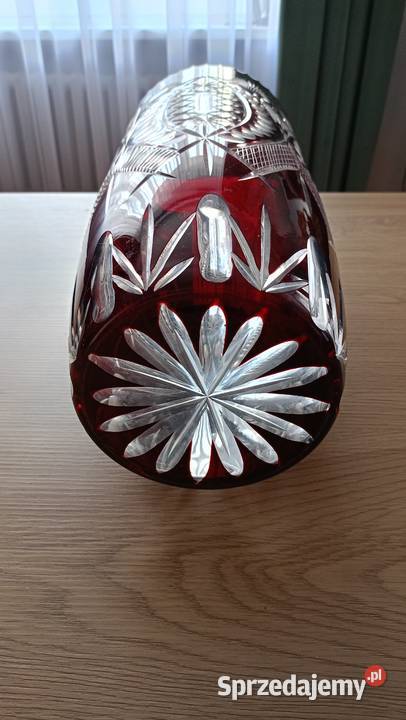 Kryształowy wysoki wazon łódzkie Ręczno