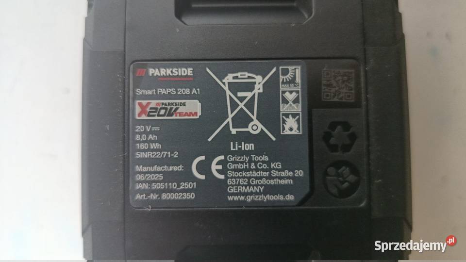 Akumulator Smart LiIon Parkside 20V8Ah Narzędzia sprzedam