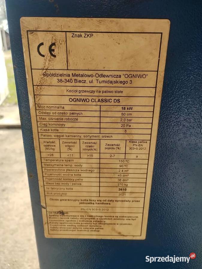 Piec ogniwo 18 kw 5 klasa Piece wolnostojące Dębica sprzedam