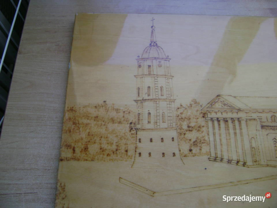 Starocie z PRL Obraz wypalany w drewnie 30 x 50 Gdynia