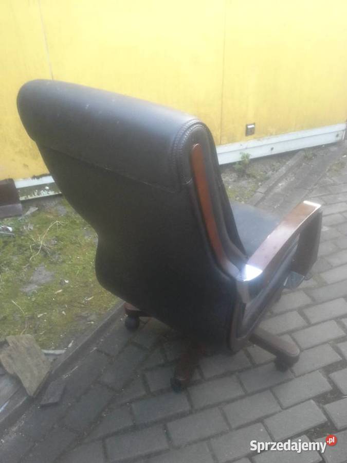 Fotel gabinetowy skóra drewno biurowy Warszawa sprzedam