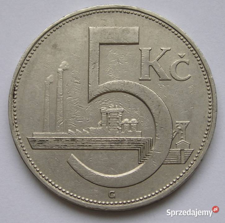 Czechosłowacja 5 koron	1938 czeski lew i fabryka