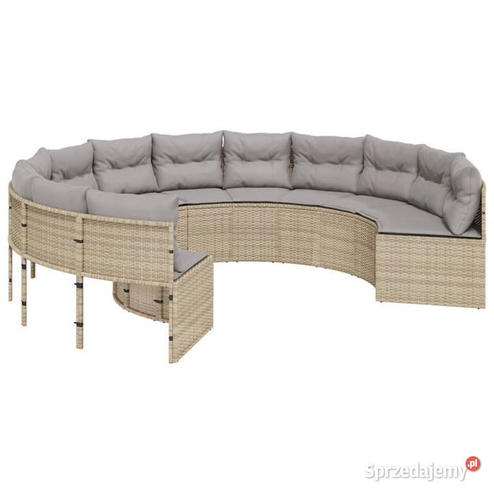 Sofa ogrodowa z poduszkami okrągła beżowy rattan mazowieckie Warszawa sprzedam