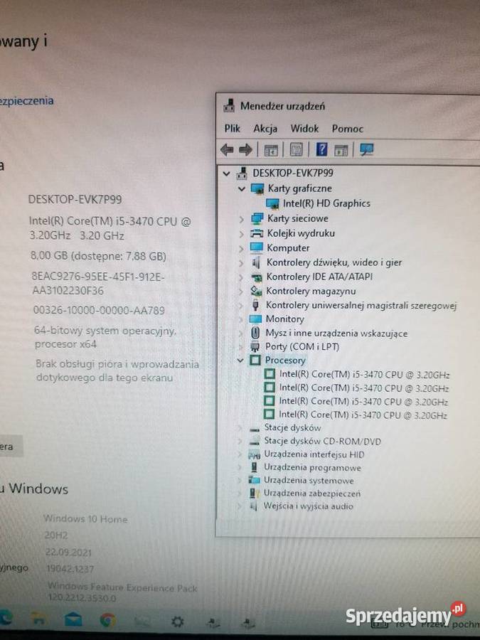 Zestaw komputerowy HP 8300 i53470 8GB RAM DDR3 Rymanów