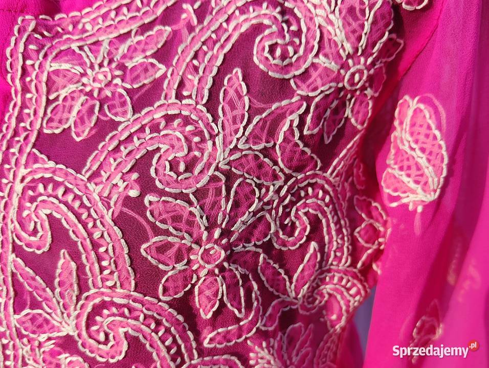 Bluzka tunika różowa róż S M haftowana etno boho Szczecin