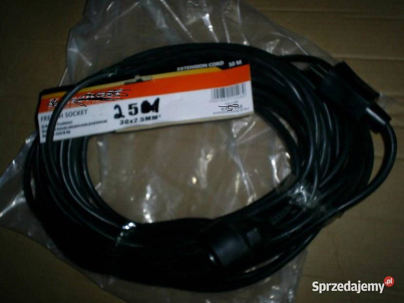 Przewód kabel przedłużacz 230v3x252550m