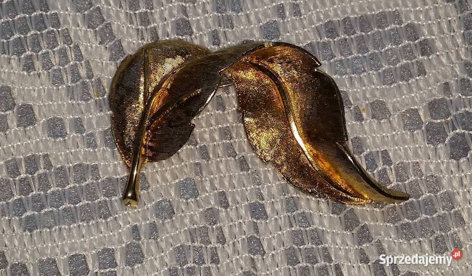 Stara angielska broszka zawijany liść