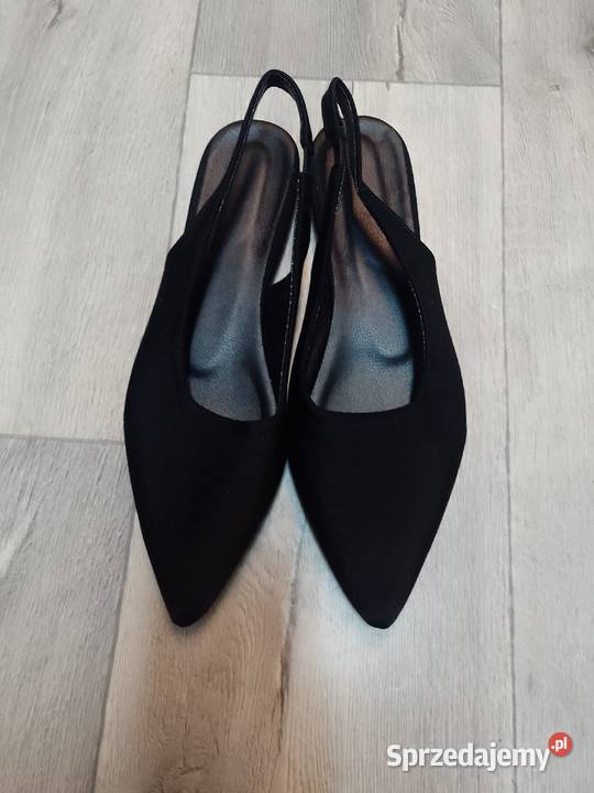 4041 Czarne baleriny wieczorowe z odkrytą piętą Kraków