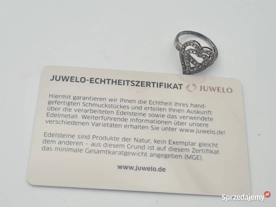 Pierścionek serce srebro 925 z 45 białymi Szczecin