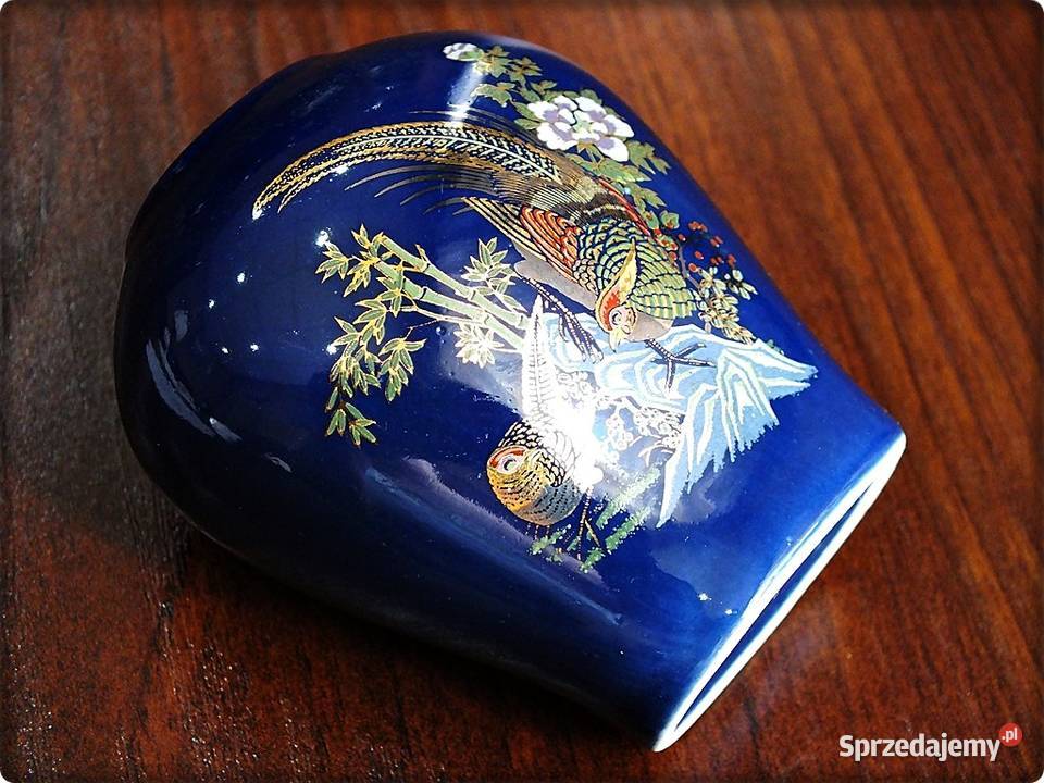 Stary Japoński Wazon Wazonik Kobaltowy Ręcznie Porcelana i szkło lubuskie Żary