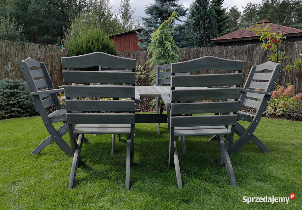 Meble tarasowe ogrodowe drewniane składane typ T Kalety