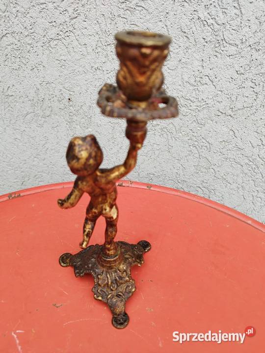 Świecznik cherubinek mosiądz PRL lubuskie