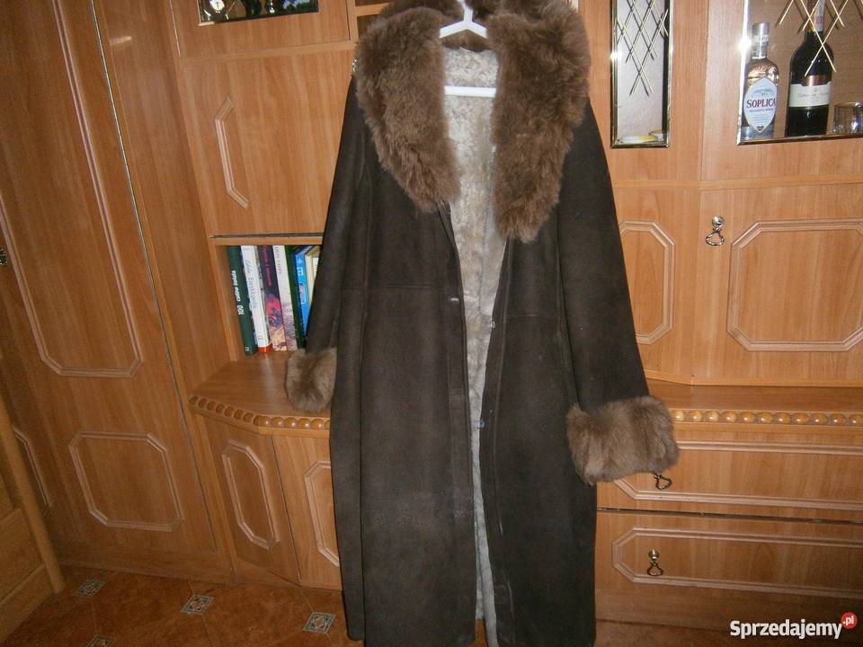Kożuch damski z naturalnej owczej skóry brązowy/beżowy Wałbrzych sprzedam