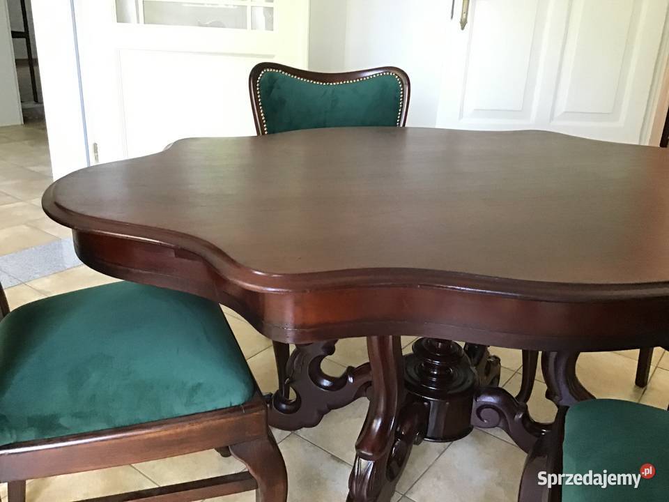 Przepiękny stary stół całość drewno blat łódzkie Wieruszów