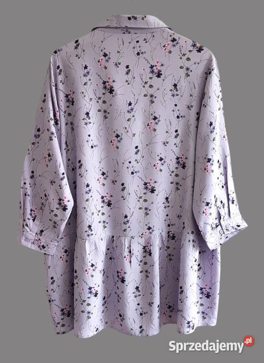 Damska bluzka fioletowa z kwiatki krótki rękawów