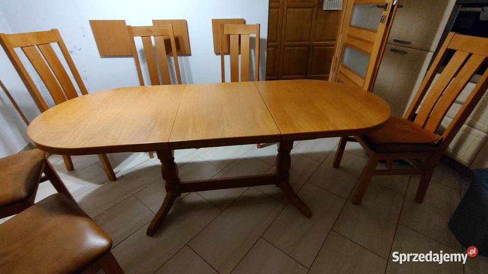 Stół drewniany rozkładany 6 krzeseł Gorlice